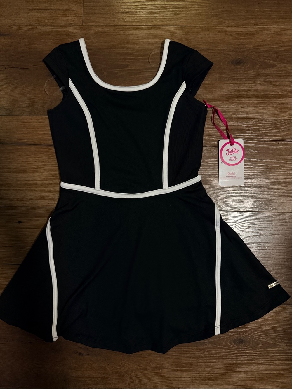 NWT Black Justice Sz Small (6-7) Girls Cap Sleeve Active Dress w/ shorts under